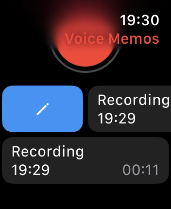 WatchOS user interface for the Apple Voice Memos application