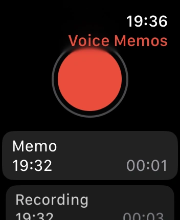 WatchOS user interface for the Apple Voice Memos application