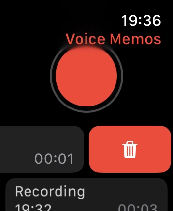 WatchOS user interface for the Apple Voice Memos application