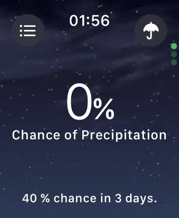 WatchOS user interface for the Apple Weather application