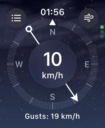 WatchOS user interface for the Apple Weather application