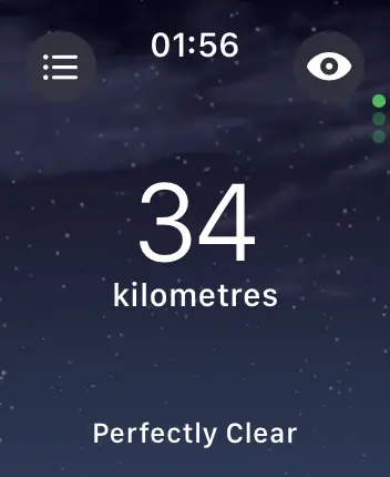 WatchOS user interface for the Apple Weather application