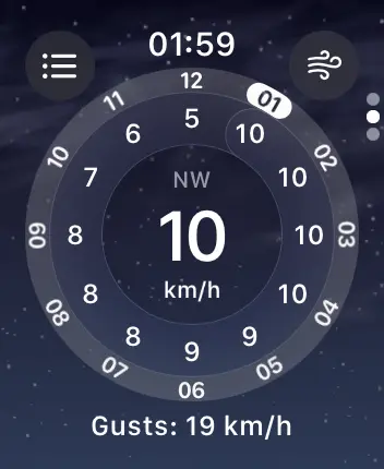 WatchOS user interface for the Apple Weather application