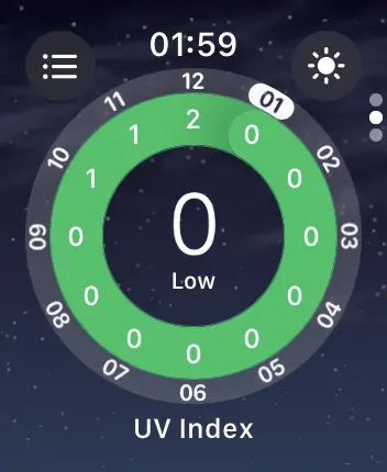 WatchOS user interface for the Apple Weather application