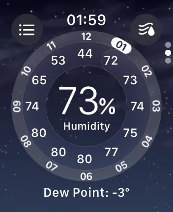 WatchOS user interface for the Apple Weather application