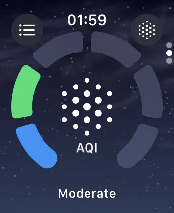 WatchOS user interface for the Apple Weather application