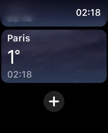 WatchOS user interface for the Apple Weather application