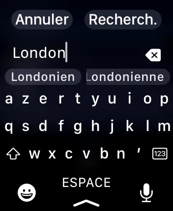 WatchOS user interface for the Apple Weather application