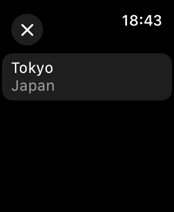 WatchOS user interface for the Apple World Clock application