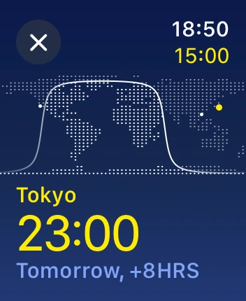WatchOS user interface for the Apple World Clock application