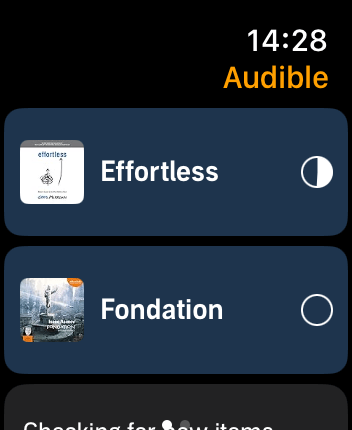 WatchOS user interface for the Audible application
