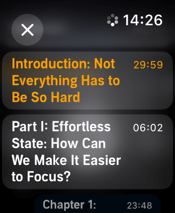 WatchOS user interface for the Audible application