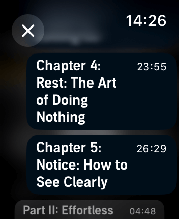 WatchOS user interface for the Audible application