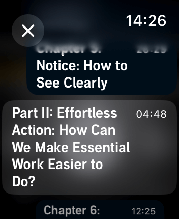 WatchOS user interface for the Audible application