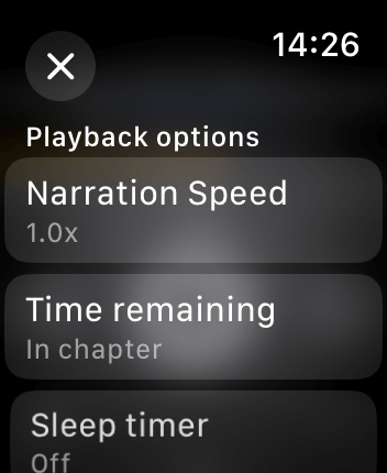 WatchOS user interface for the Audible application