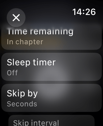 WatchOS user interface for the Audible application