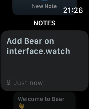 WatchOS user interface for the Bear application