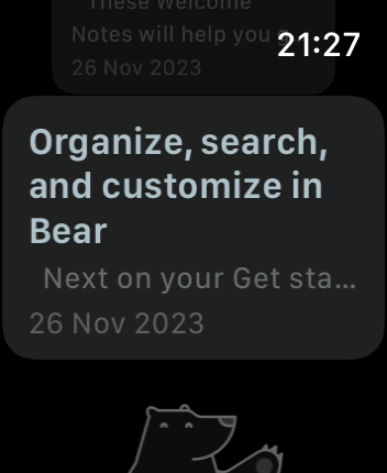 WatchOS user interface for the Bear application