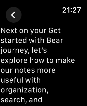WatchOS user interface for the Bear application