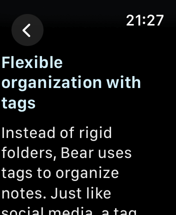 WatchOS user interface for the Bear application