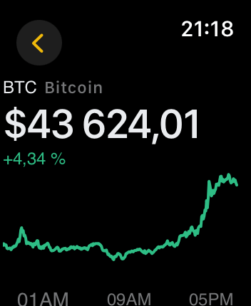 WatchOS user interface for the Binance application
