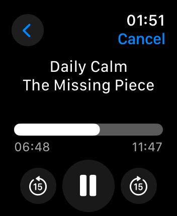 WatchOS user interface for the Calm application
