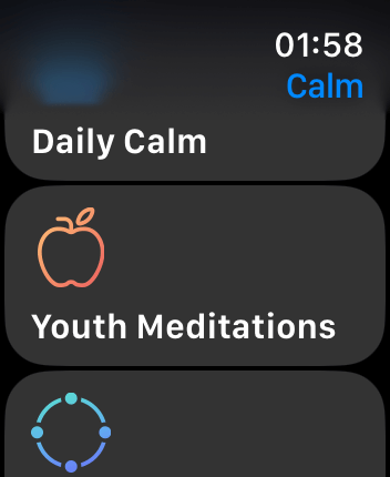 WatchOS user interface for the Calm application