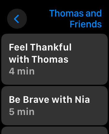 WatchOS user interface for the Calm application
