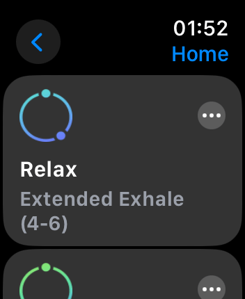WatchOS user interface for the Calm application