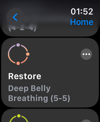 WatchOS user interface for the Calm application