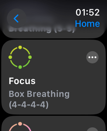 WatchOS user interface for the Calm application