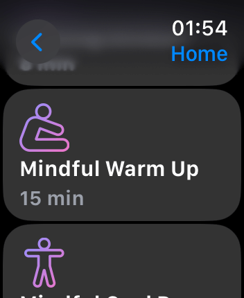 WatchOS user interface for the Calm application