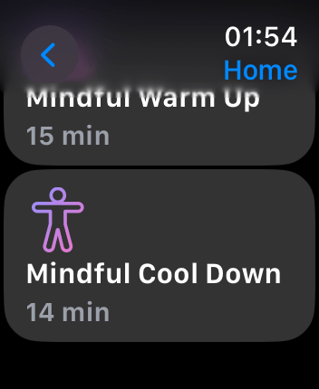 WatchOS user interface for the Calm application