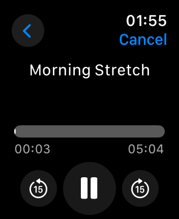 WatchOS user interface for the Calm application