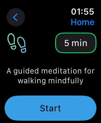 WatchOS user interface for the Calm application