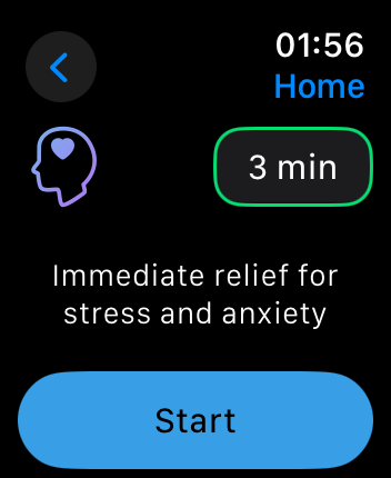 WatchOS user interface for the Calm application