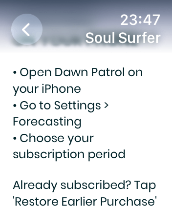 WatchOS user interface for the Dawn Patrol application