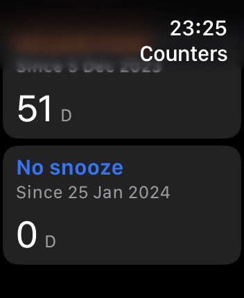 WatchOS user interface for the Days Since application