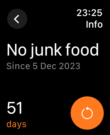 WatchOS user interface for the Days Since application