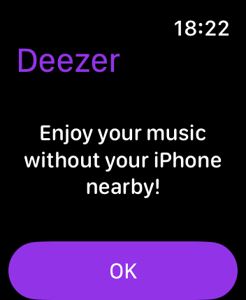 WatchOS user interface for the Deezer application