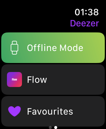 WatchOS user interface for the Deezer application