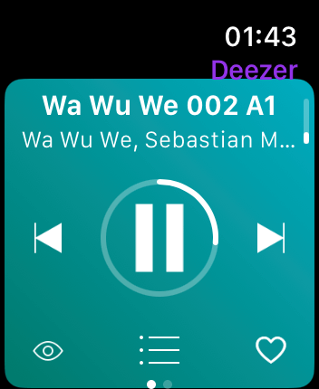 WatchOS user interface for the Deezer application