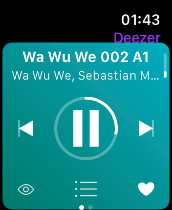 WatchOS user interface for the Deezer application