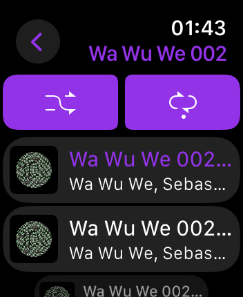 WatchOS user interface for the Deezer application