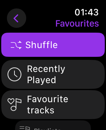 WatchOS user interface for the Deezer application
