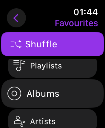 WatchOS user interface for the Deezer application