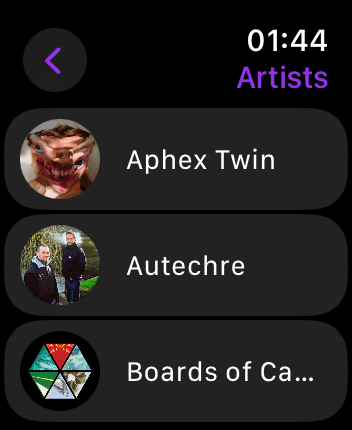 WatchOS user interface for the Deezer application