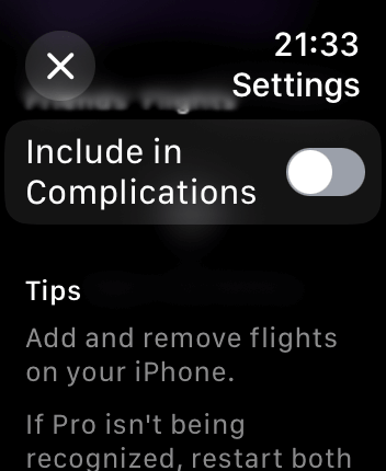 WatchOS user interface for the Flighty application