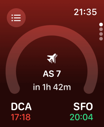 WatchOS user interface for the Flighty application