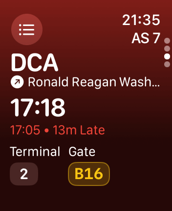 WatchOS user interface for the Flighty application